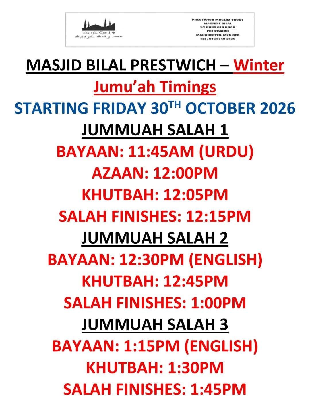 Change of Jumu'ah