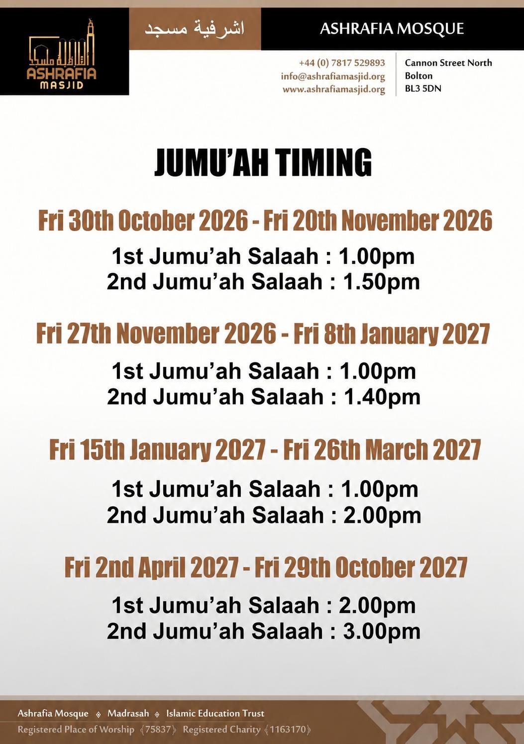 Change of Jumu'ah