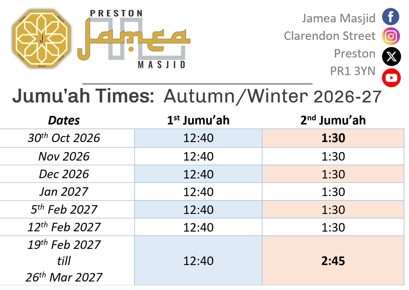Change of Jumu'ah
