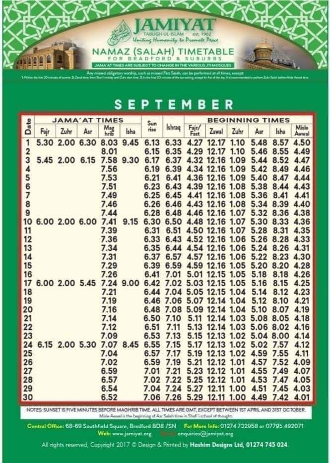 Timetable published by JTI Coventry Street for September 2026